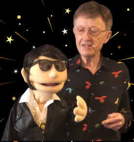 David Tomkins with puppet Roy Orbison